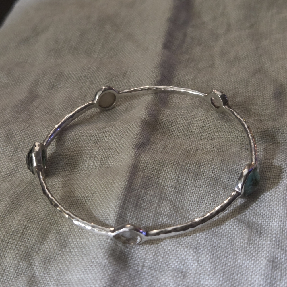 Ippolita Rock Candy 5 Station Bangle, Bronze Turquoise, MOP, Rock Crystal, in SS - Picture 2 of 13